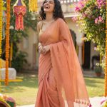 Tara Blush Pink Soft Mulmul Cotton Sequin Saree