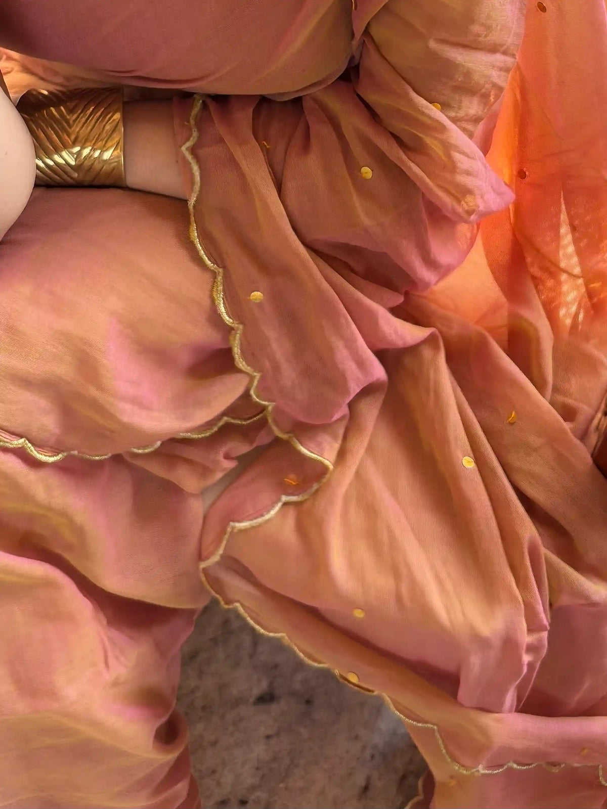 Tara Blush Pink Soft Mulmul Cotton Sequin Saree