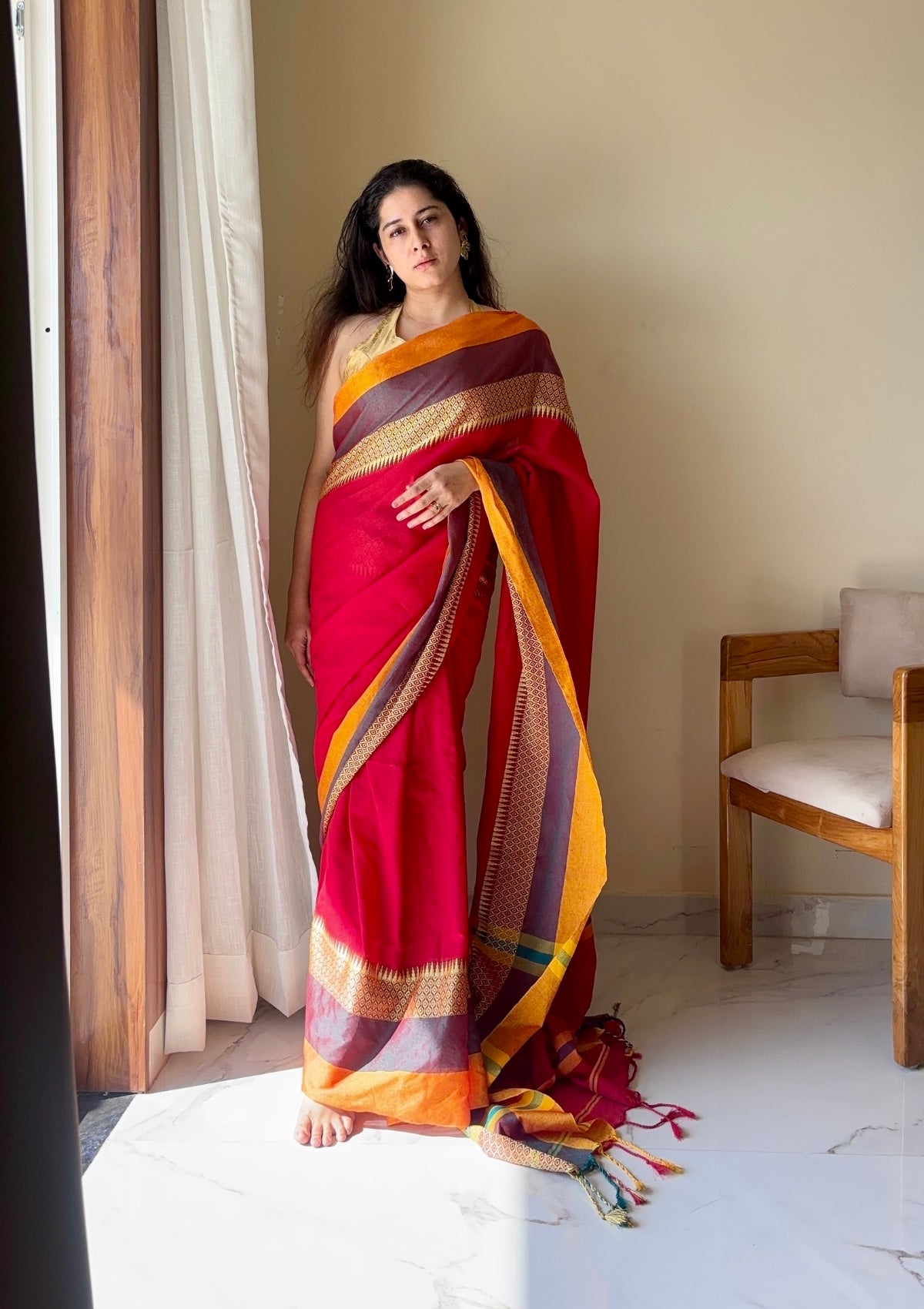 Rudhira Red Narayanpeth Handloom Pure Cotton Saree