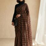 Vedika Chocolate Brown Mulmul Cotton Saree