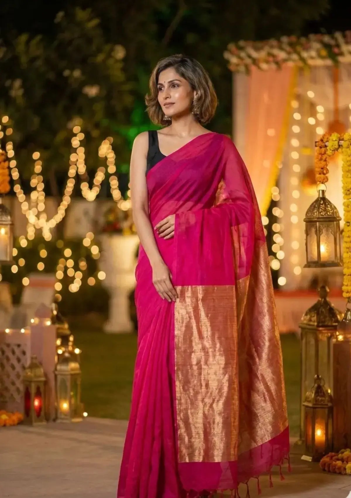 Gulal Pink Pure Cotton Handloom Saree