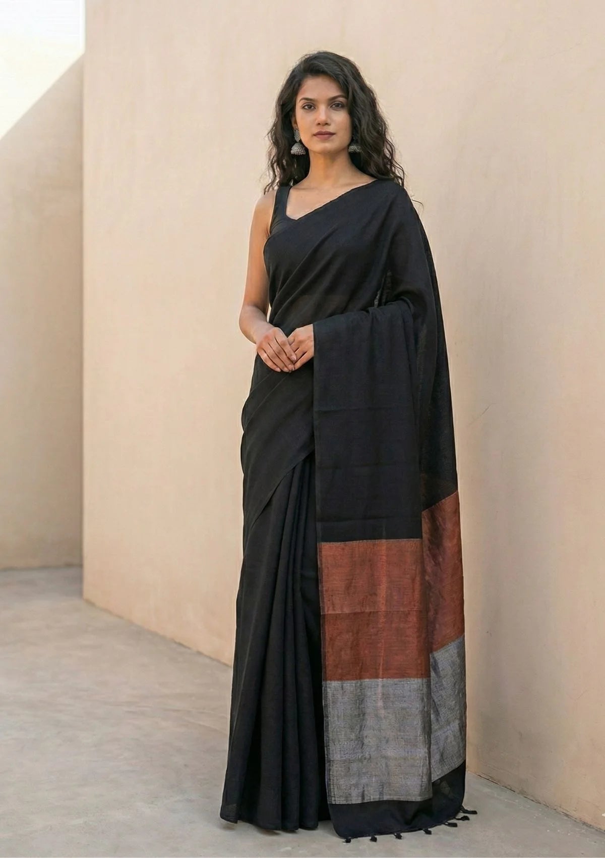 Tamira Black Pure Handloom Cotton Saree