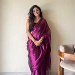 Naadya Purple Handloom Tissue Cotton Saree