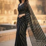 Saanjh Black Soft Mulmul Cotton Saree