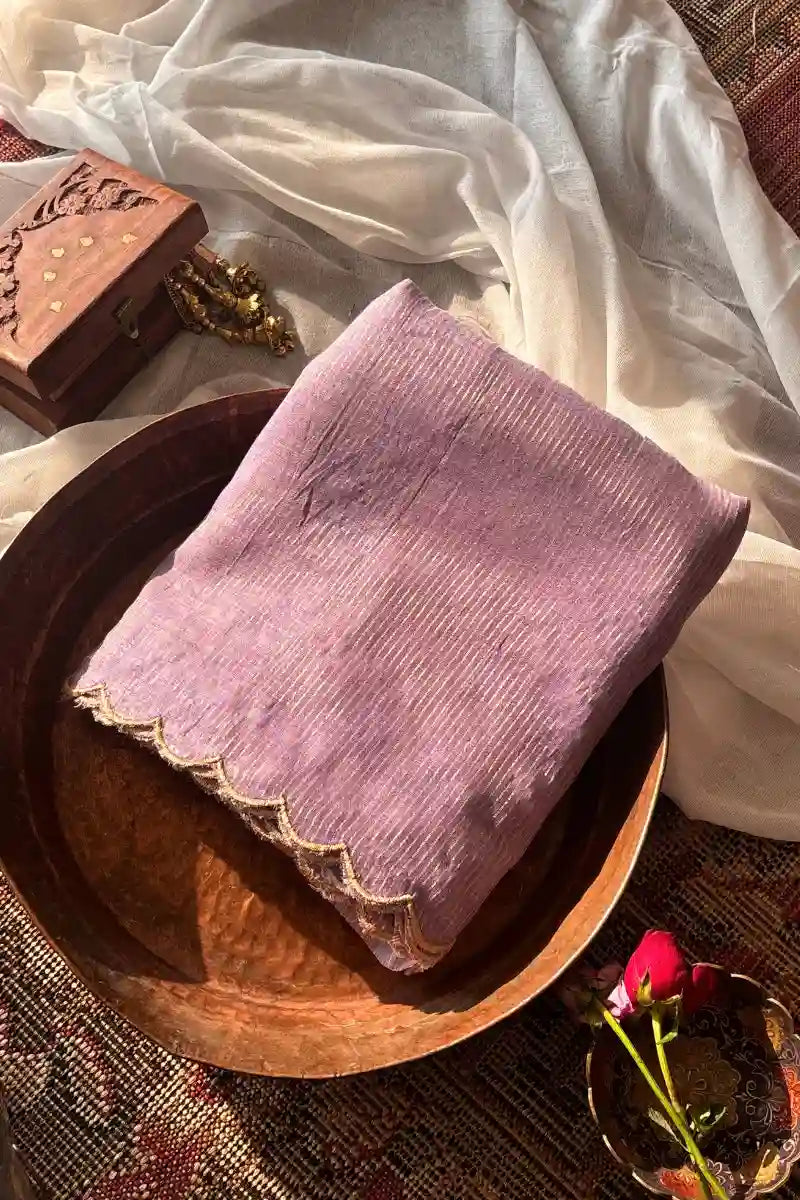 Lavanya Light Purple Soft Mulmul Cotton Saree