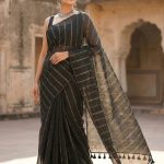 Saanjh Black Soft Mulmul Cotton Saree