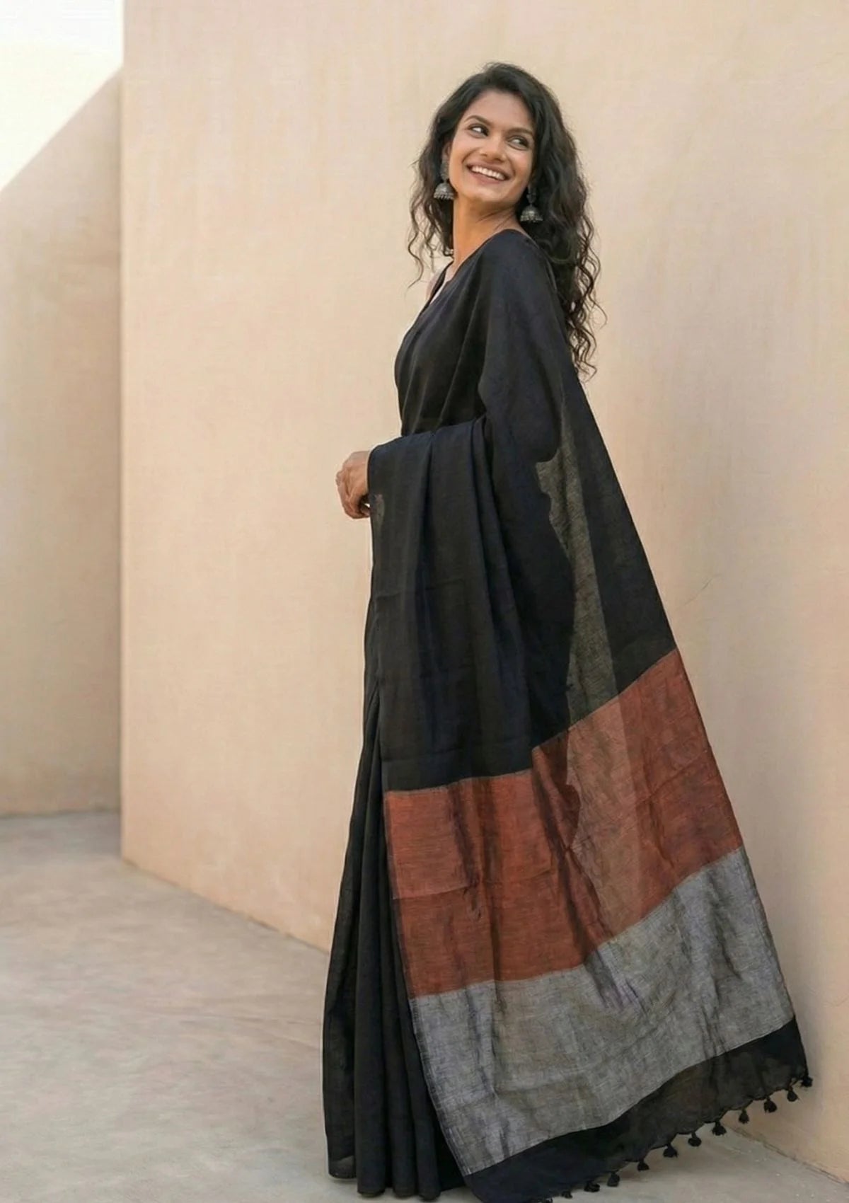Tamira Black Pure Handloom Cotton Saree