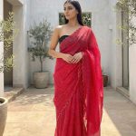 Aria Red Soft Mulmul Cotton Saree with Gold Stripes