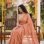 Tara Blush Pink Soft Mulmul Cotton Sequin Saree