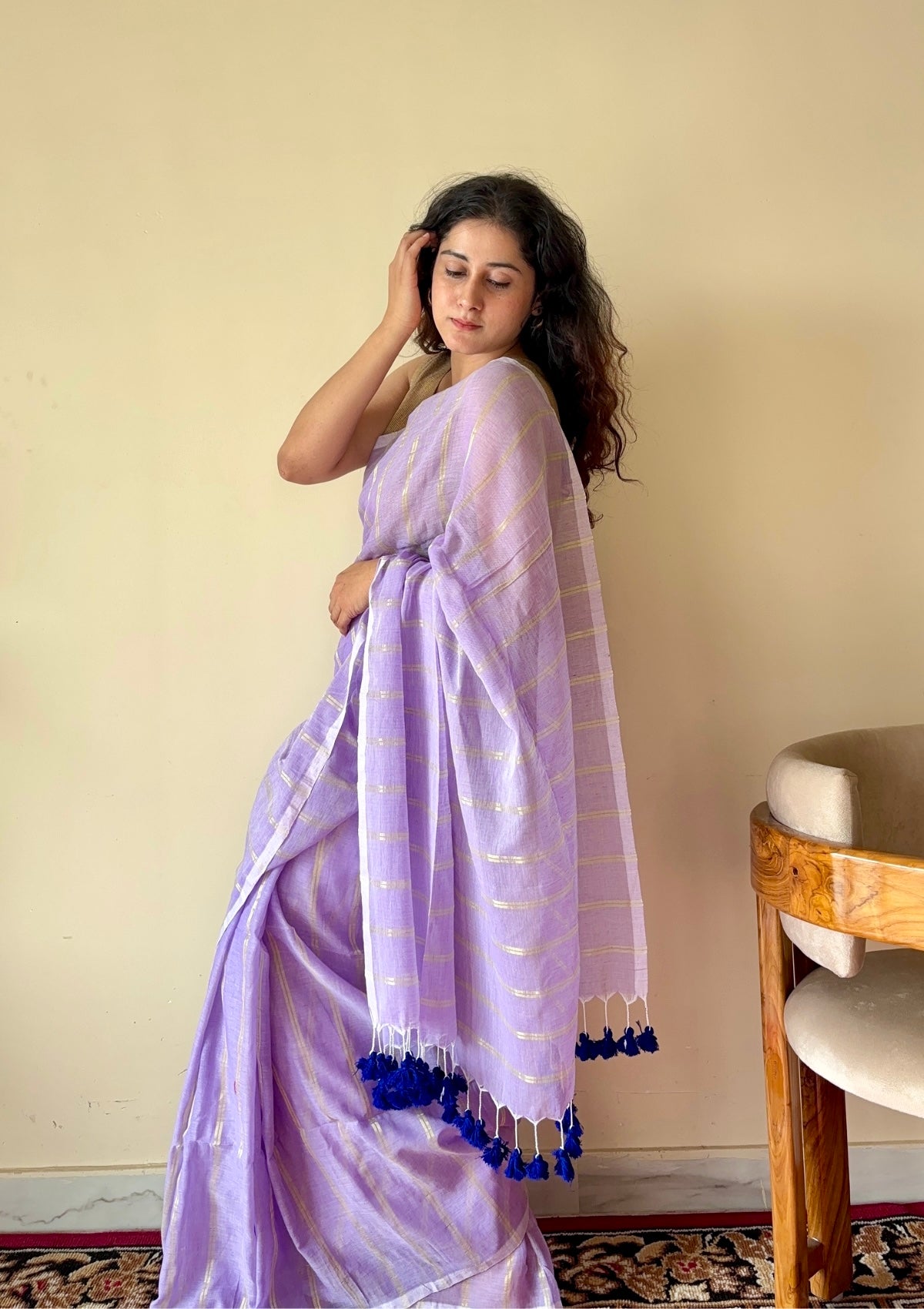 Ira Light Purple Soft Mulmul Cotton Saree