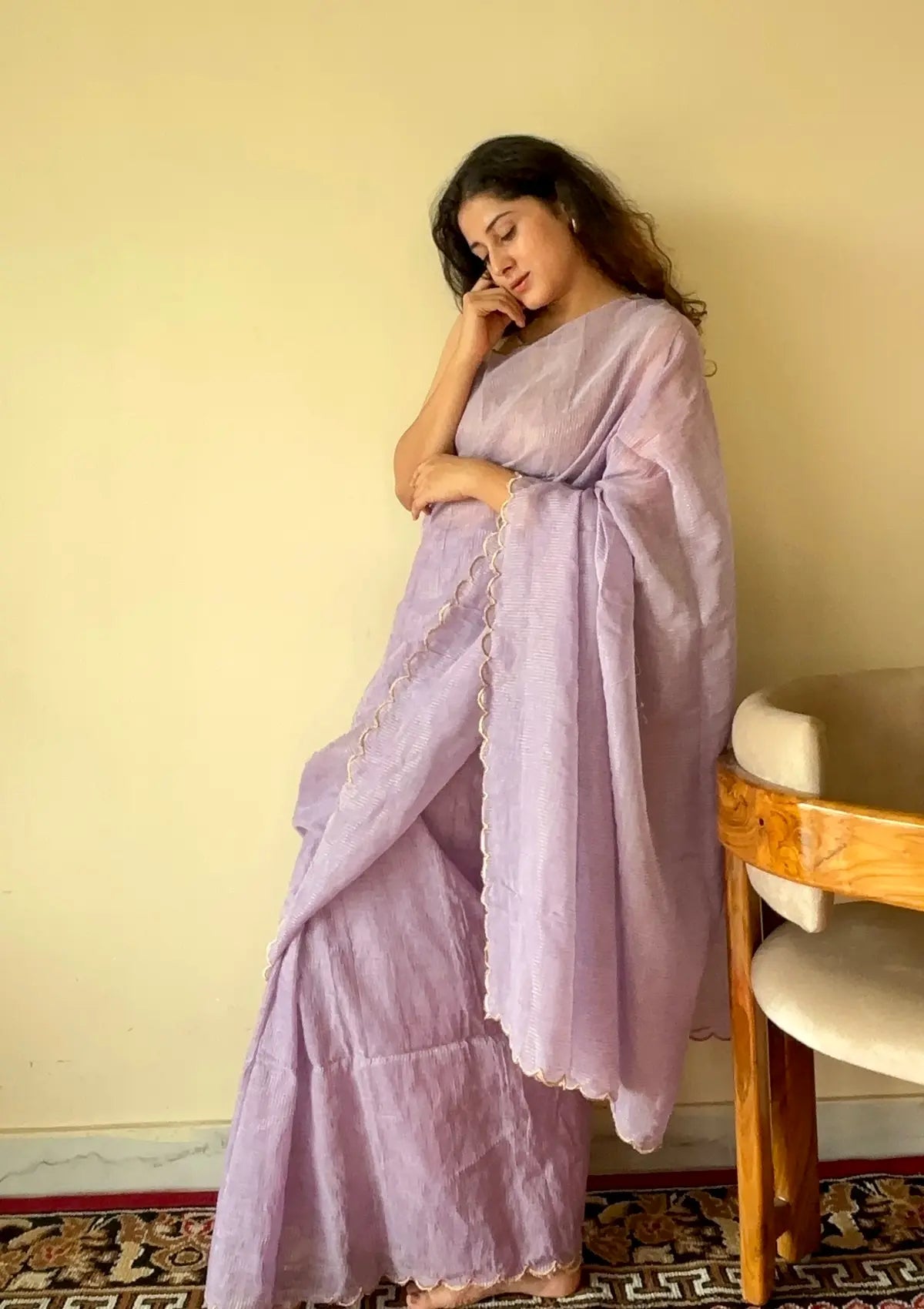 Lavanya Light Purple Soft Mulmul Cotton Saree