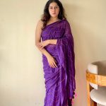 Indrani Deep Purple Cotton Mulmul Saree