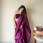 Naadya Purple Handloom Tissue Cotton Saree
