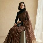 Vedika Chocolate Brown Mulmul Cotton Saree