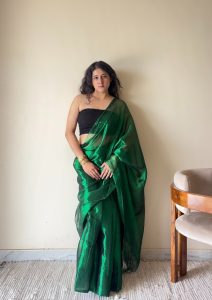 Mohini – Green Handloom Tissue Cotton Saree