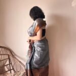 Aadhya – Metallic Silver Handloom Cotton Tissue Saree with Copper Accents