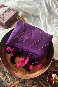 Indrani Deep Purple Cotton Mulmul Saree