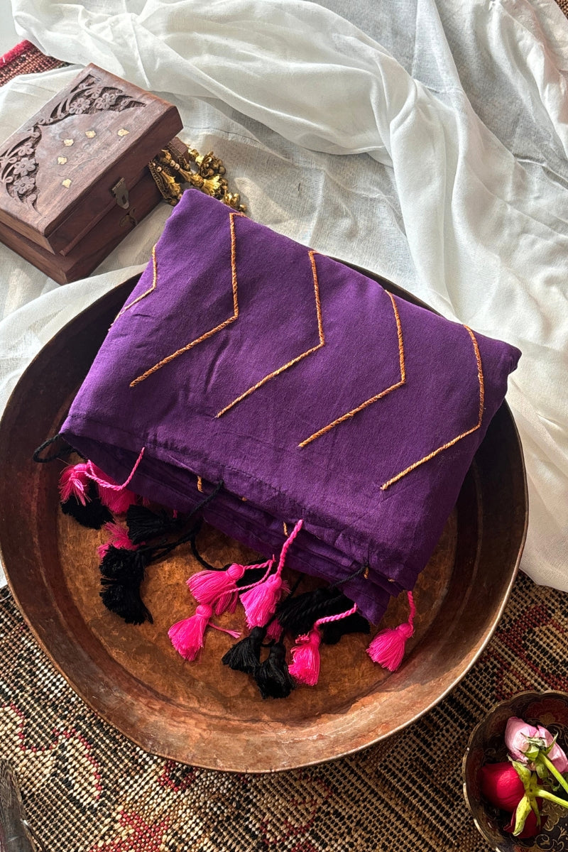 Indrani Deep Purple Cotton Mulmul Saree