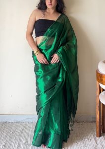 Mohini – Green Handloom Tissue Cotton Saree