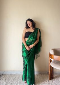 Mohini – Green Handloom Tissue Cotton Saree