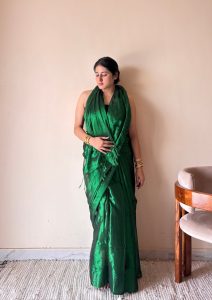 Mohini – Green Handloom Tissue Cotton Saree