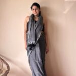 Vrishti | Charcoal Grey Handloom Cotton Saree with Sequin Details
