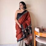 Leela Cotton Bagru Handblock Printed Saree | Red Black