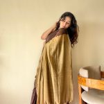 Yogini Brown and Beige Pure Cotton Saree with Tassels