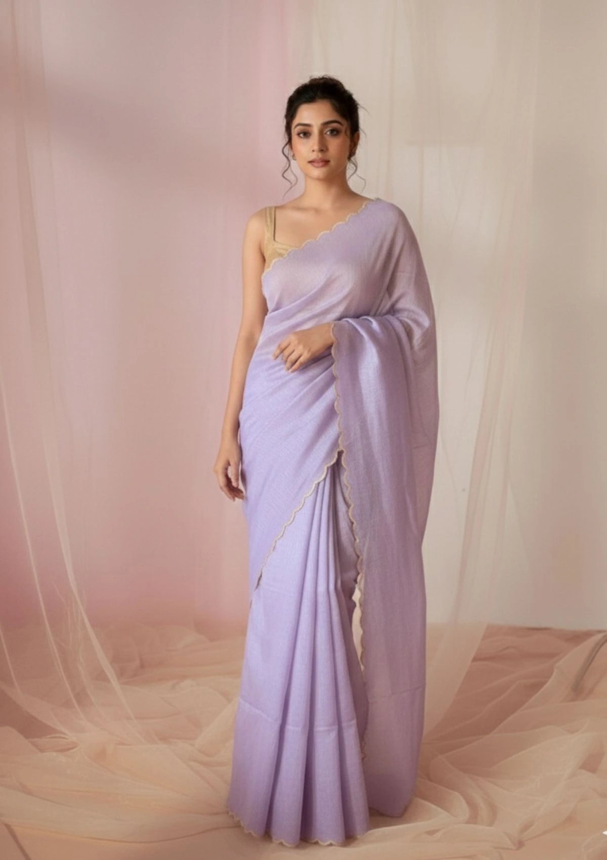 Lavanya Light Purple Soft Mulmul Cotton Saree