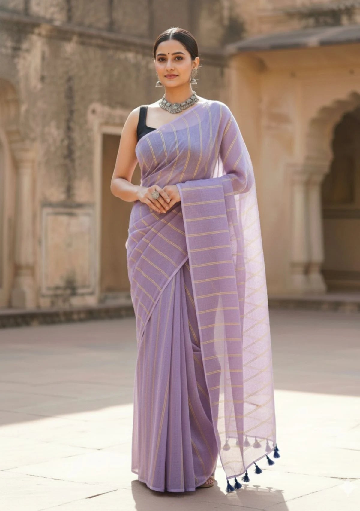 Ira Light Purple Soft Mulmul Cotton Saree