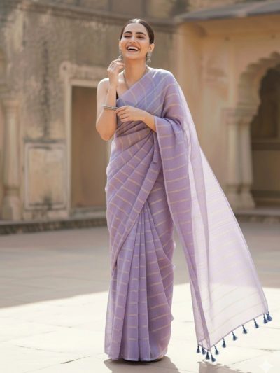 Ira Light Purple Soft Mulmul Cotton Saree