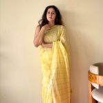 Harini Yellow Mulmul Cotton Gold Zari Striped Saree