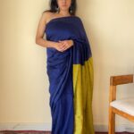 Neelaya Blue and Yellow Pallu Mul Cotton Saree