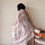 Manjiri Linen Cotton Bagru Handblock Printed Saree | White Pink