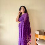 Indrani Deep Purple Cotton Mulmul Saree
