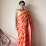Suhana | Peach Coral Handloom Cotton Saree with Zari Stripes