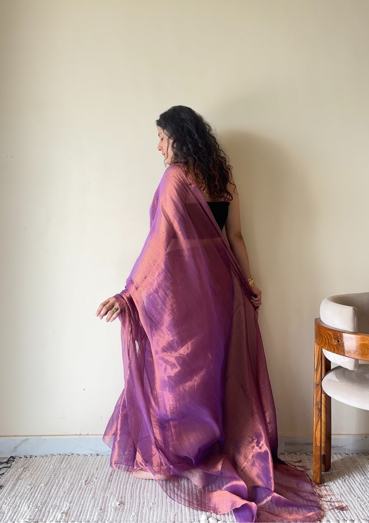 Ragini – Handloom Pink Tissue Cotton Zari Saree