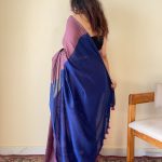 Chitrangada Jamuni with Blue Pallu Mul Cotton Saree