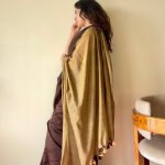 Yogini Brown and Beige Pure Cotton Saree with Tassels