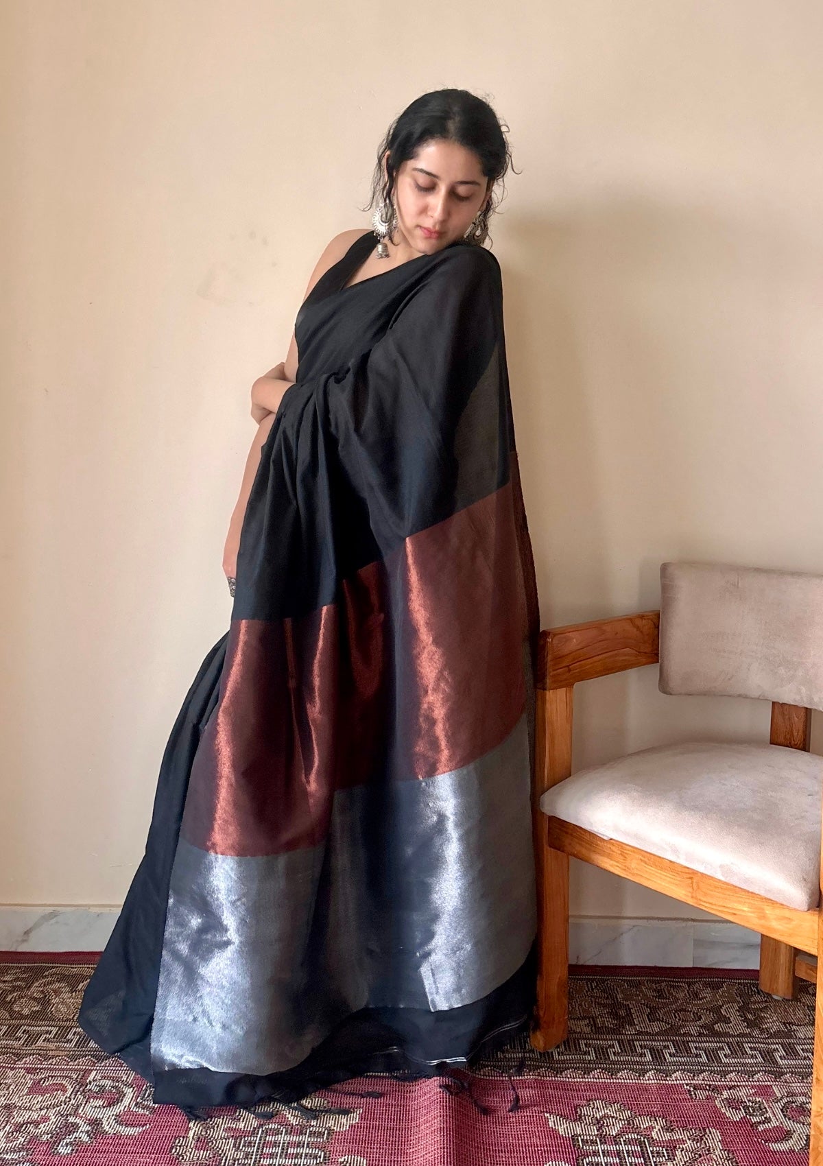 Tamira Black Pure Handloom Cotton Saree