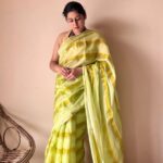 Anya | Lime Yellow Handloom Cotton Saree with Zari Stripes