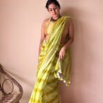 Anya | Lime Yellow Handloom Cotton Saree with Zari Stripes