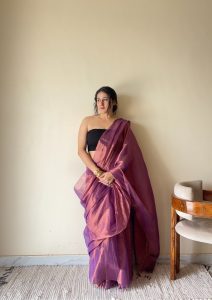 Ragini – Handloom Pink Tissue Cotton Zari Saree