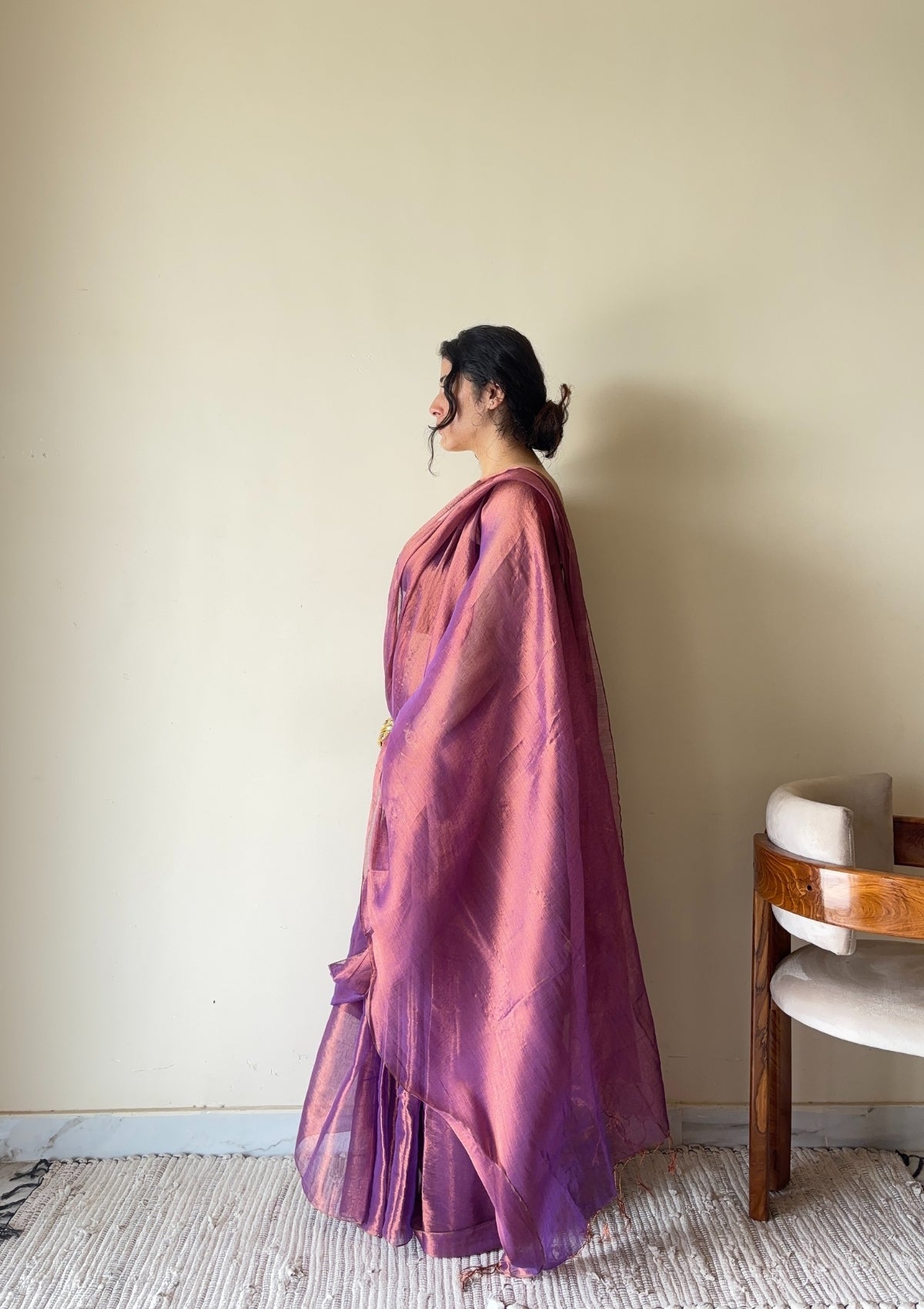 Ragini – Handloom Pink Tissue Cotton Zari Saree