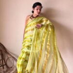 Anya | Lime Yellow Handloom Cotton Saree with Zari Stripes