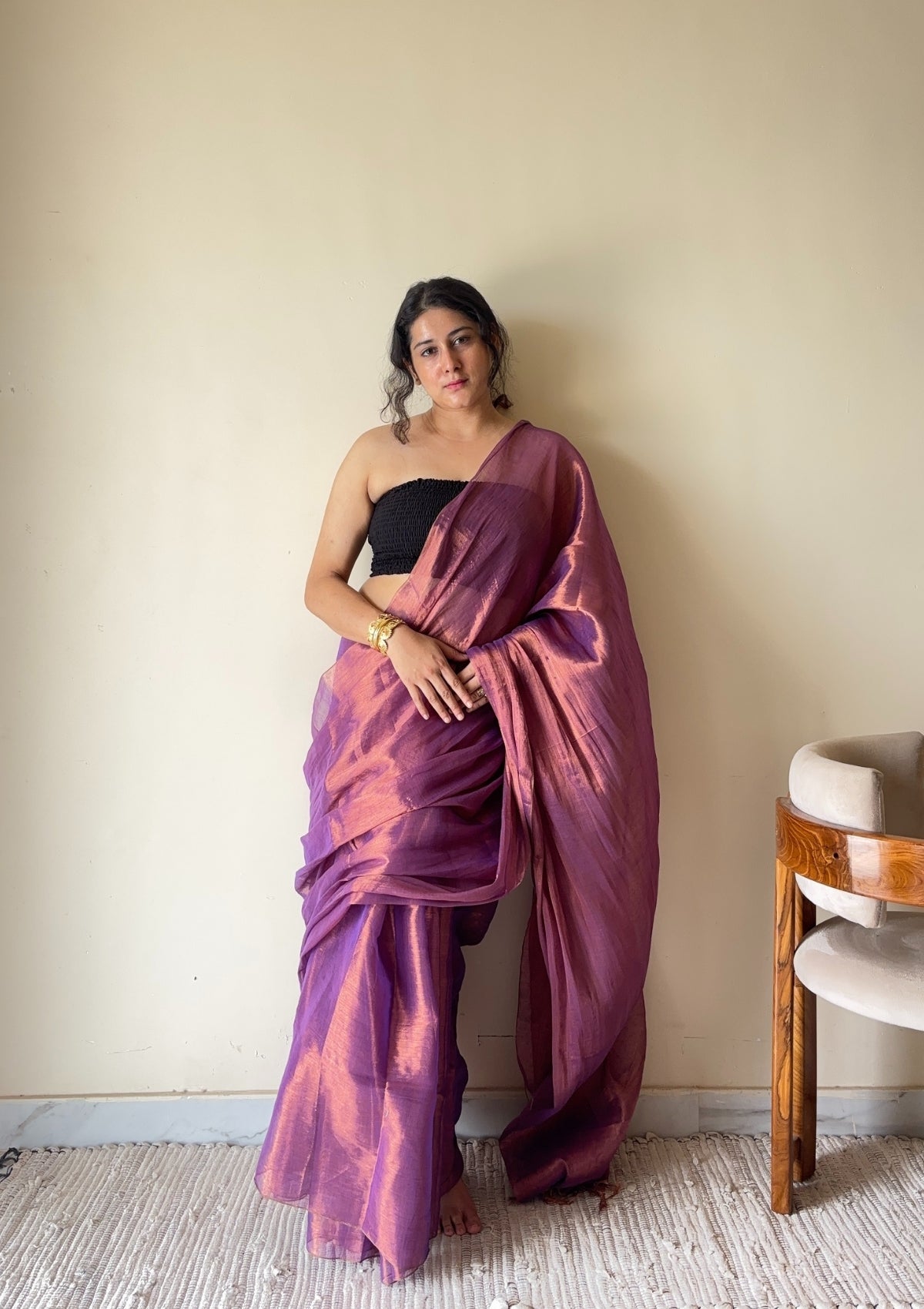 Ragini – Handloom Pink Tissue Cotton Zari Saree
