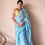 Neela | Sky Blue Handloom Cotton Saree with Zari Stripes
