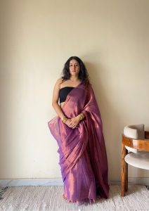 Ragini – Handloom Pink Tissue Cotton Zari Saree