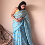 Neela | Sky Blue Handloom Cotton Saree with Zari Stripes