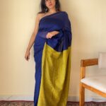 Neelaya Blue and Yellow Pallu Mul Cotton Saree